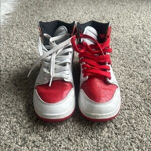 Kids Red and White High-Top Sneakers